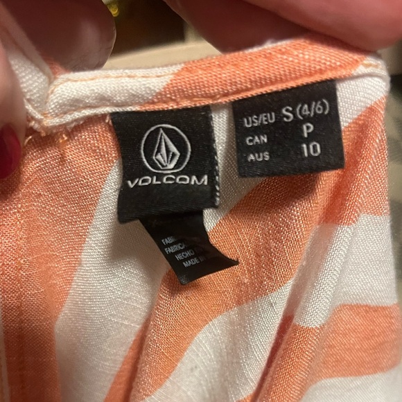 Volcom romper tie shoulder striped guava small peach summer - Picture 10 of 12